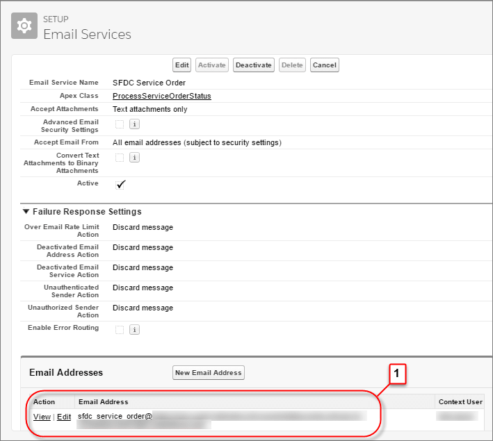 Define a Channel Order App Email Service